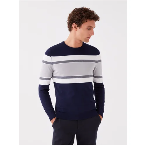 LC Waikiki Crew Neck Long Sleeve Color Block Men's Knitwear Sweater