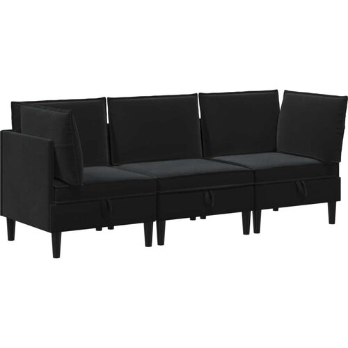  Set namje&amp;scaron;taja za dnevni boravak s jastukom 3 pcs Crna Bar&amp;scaron;un - Crna 2x kutni +1x srednji Slike