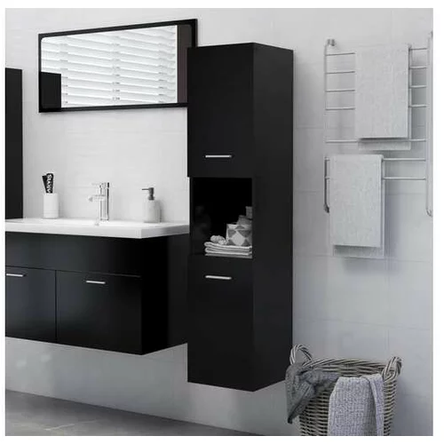  804998 Bathroom Cabinet Black 30x30x130 cm Engineered Wood