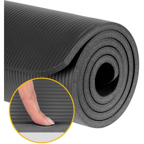 Rebel ACTIVE Strunjača prostirka za jogu, pilates i fitnes 190x100cm debljina 1,5cm NBR crna boja RBA-3155-BK Slike