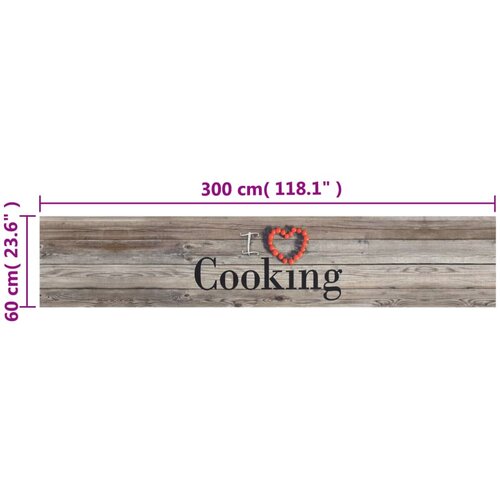  Kuhinjski tepih perivi s natpisom Cooking 60x300 cm bar&amp;scaron;unasti Slike