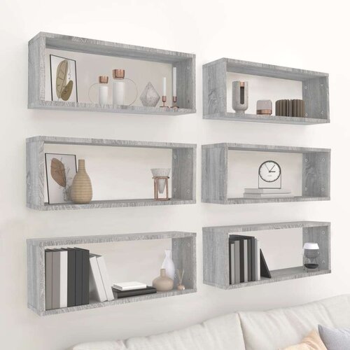  Kockaste zidne police 6 kom hrast sonoma 60 x 15 x 23 cm drvene Slike