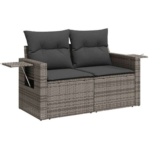  8-dijelni set vrtnih sofa od poliratana s jastucima sivi Slike