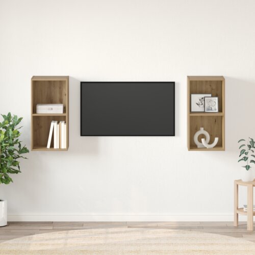 vidaXL Stenski TV kabinet 2 pcs Obrtniški hrast 37 x 37 x 72 cm Cene
