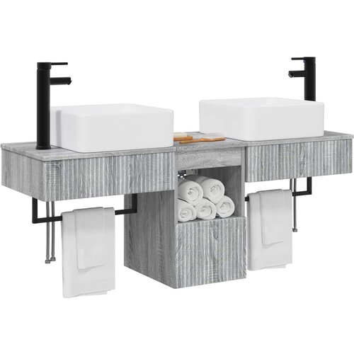  Set namje&amp;scaron;taja za kupaonicu 3 kom. Siva Sonoma 50 x 41 x 56 cm Slike