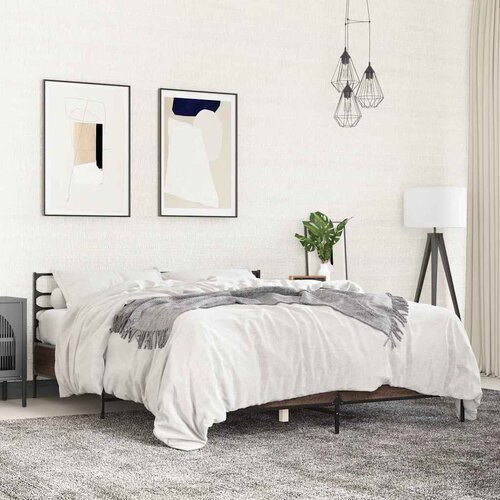  Okvir za krevet smeđi hrast 150x200cm konstruirano drvo i metal Cene