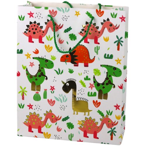  Paper Gift Bag Colorful Dinosaurs Palm Trees 32 cm x 26 cm x 10 cm Cene