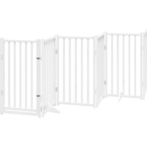 vidaXL Ograda za pse z vrati zložljiva 6 panelov bela 300cm jelka Cene