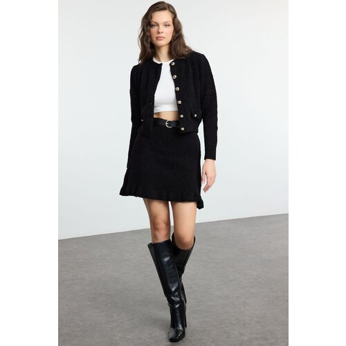 Trendyol Black Boucle Belted Knitwear Bottom-Top Set Cijene