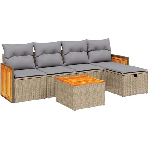 vidaXL 6-dijelni set vrtnih sofa s jastucima bež od poliratana Cene