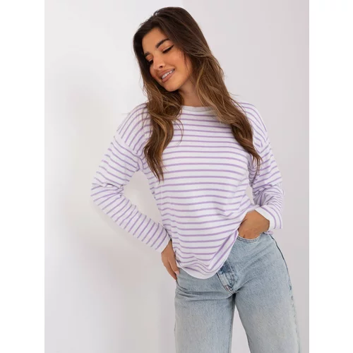 Fashion Hunters White and light purple oversize sweater with wool
