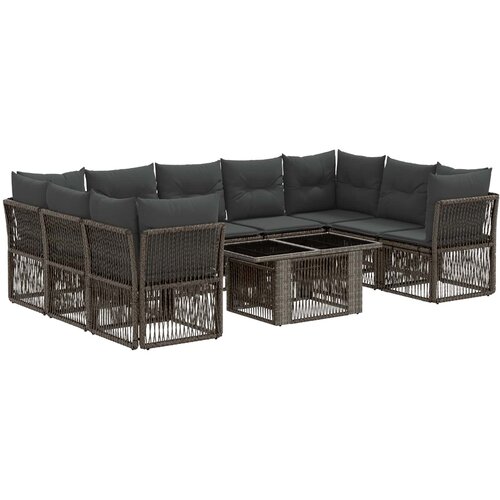  Sjedeća garnitura za vrt 10 kom. Siva poliratan 100 x 55 x 73 cm Slike