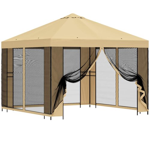 vidaXL Vrtni gazebo s stranskimi stenami 3 x 3 m Krem, (5000218914) Cene