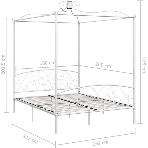 VidaXL okvir za krevet s nadstre&amp;scaron;nicom bijeli metalni 160 x 200 cm Slike