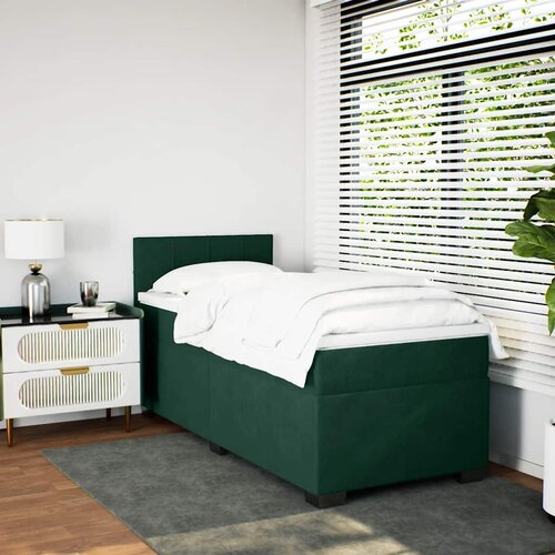 Box spring krevet s madracem tamnozeleni 90x190 cm bar&amp;scaron;unasti Slike