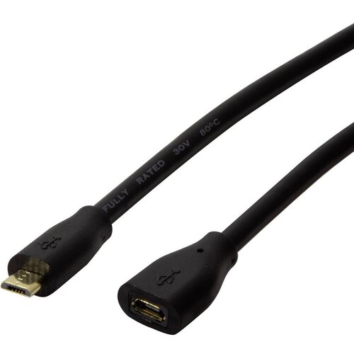 Logilink USB kabel USB 2.0 USB-mikro-B vtič\, USB-mikro-B vtičnica 1.50 m črna CU0122, (20460087) Cene