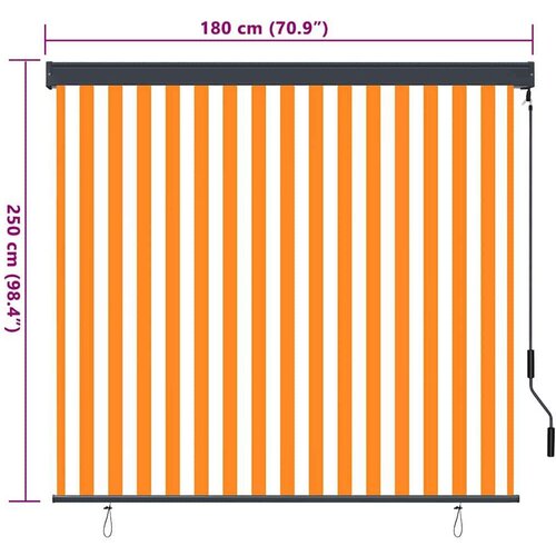 VidaXL Vanjska Roleta Narančasta i bijela 180 x 250 cm tkanina Slike