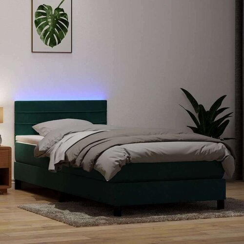 Box spring postelja z vzmetnico Temno zelena 80x210 cm žamet, (21791628) Cene