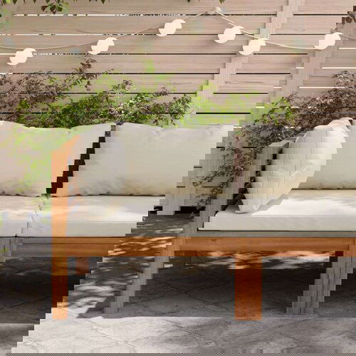 vidaXL Modularna kutna sofa s krem bijelim jastucima bagremovo drvo Cene