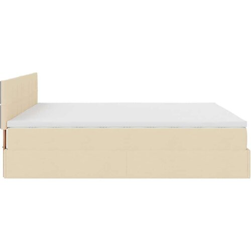 VidaXL otomanski krevet s madracem i LED krem 180x200cm od tkanine Slike
