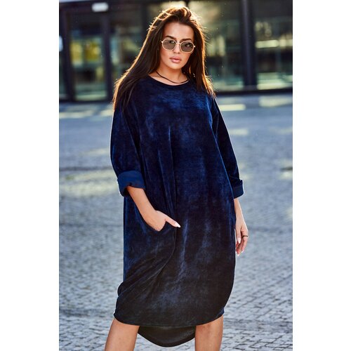 Kesi Corduroy dress with pockets dark blue Slike