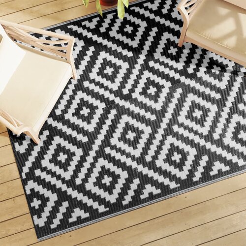 VidaXL Vanjski tepih bijelo-crni 160 x 230 cm PP Slike