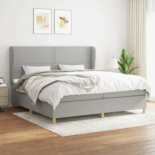 Box spring postelja z vzmetnico svetlo siva 200x200 cm blago, (20726637)