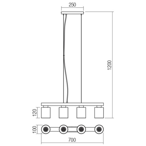  Redo 01-3986 - Visilica na sajli ROTIS 4xE27/15W/230V Slike