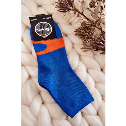 Kesi Women's Cotton Socks Orange Pattern Blue Slike