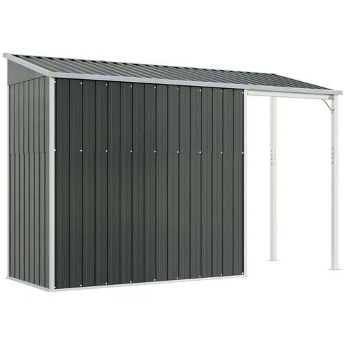 VidaXL Vrtna kućica s produženim krovom antracit 277x110 5x181cm čelik Slike
