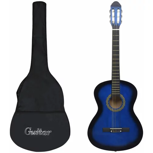 vidaXL Klasična kitara za začetnike s torbo modra 4/4 39", (20969968)