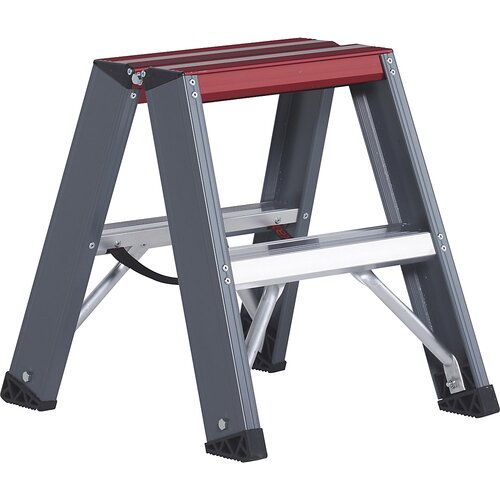 Altrex Aluminijasta dvokraka lestev s stopnicami, vzpenjanje z obeh strani, 2 x 2 stopnici, delovna višina 2450 mm Cene
