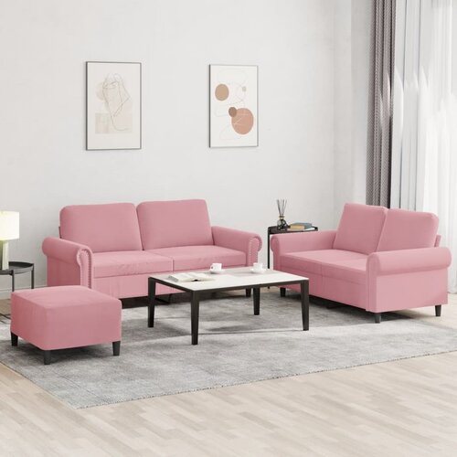  3-dijelni set sofa s jastucima ružičasti bar&scaron;unasti Cijene
