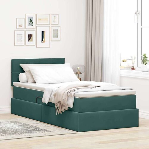  Postelja s shranjevanjem Temno zelena 100 x 200 cm Žamet, (5000100675) Cene