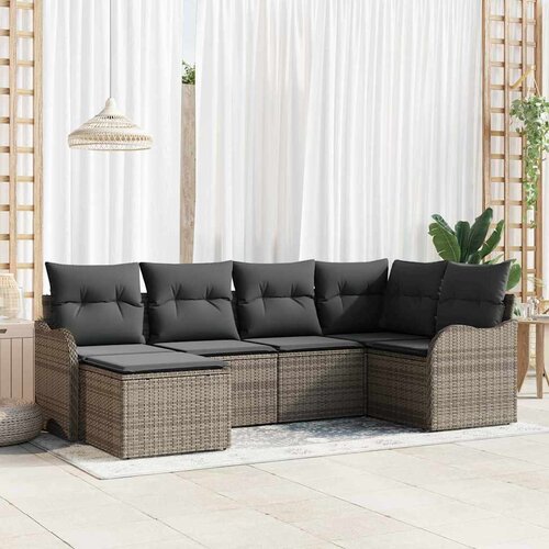  Sjedeća garnitura za vrt 6 kom. Siva poliratan 232.5 x 122.5 x 69 cm Slike
