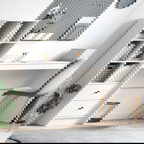 vidaXL miza s shrambo bela inženirski les Cene