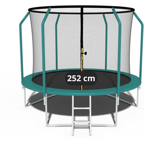  Vrtni trampolin Premium Yump 252 cm (8 ft) s unutarnjom mrežom i ljestvama &amp;ndash; tirkizni Slike