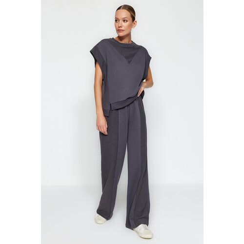 Trendyol Anthracite High Waist Thick Knitted Sweatpants Slike