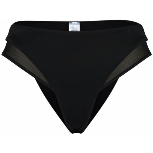 Trendyol Black Plain Mesh Detailed High Waist Regular Bikini Bottom Slike