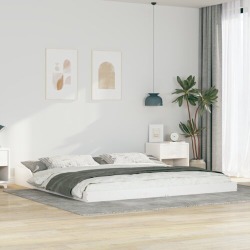 vidaXL Krevetna konstrukcija Bijelo 200 x 200 cm Borova drva Cene
