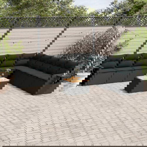  The Living Store Vrtna sedežna garnitura 10-delna z blazinami črn poli ratan - Vrtna Sedežna Garniture, (21479140) Cene