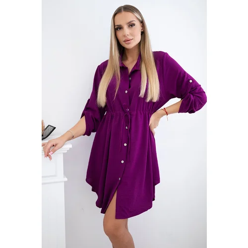 Kesi Włoski Dress with button closure and tie at the waist dark purple