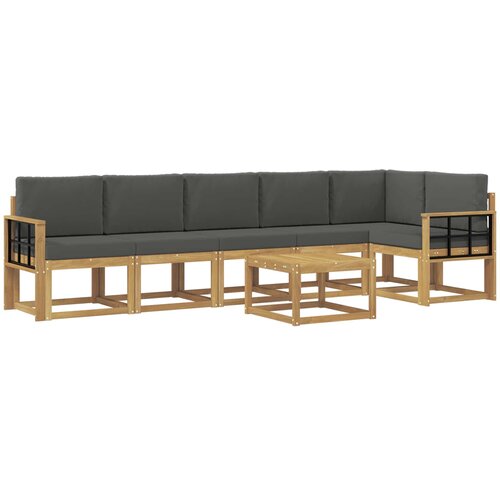  Set vanjskih sofa 7 kom. Bijela i antracit Poliester Smeđa 59 x 59 x 37 cm Slike