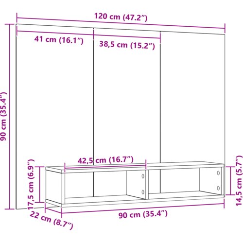  Kabinet za Zid Umjetnička hrastovina 120 x 23.5 x 90 cm Slike