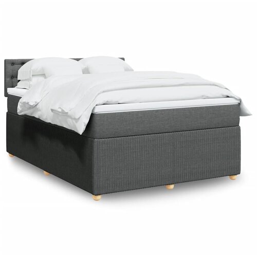 vidaXL Box spring postelja z vzmetnico temno siva 140x200 cm blago Cene