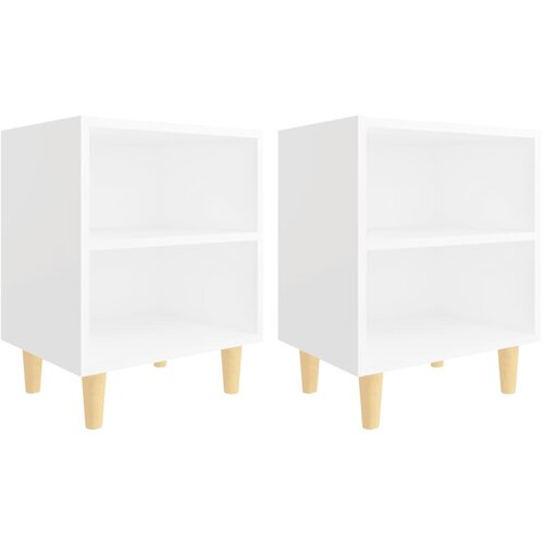 Maison Chic Dvo delni komplet Nočne omarice - Nočne mize z lesenimi nogami bela 40x30x50 cm, (21688451) Slike