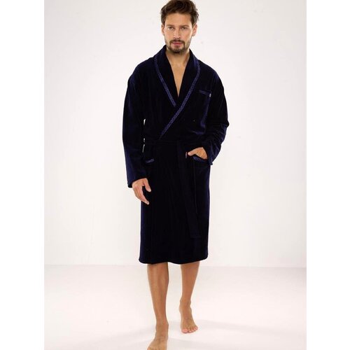 De Lafense Men's bathrobe 666 Ronaldo M-2XL navy blue 059 Slike