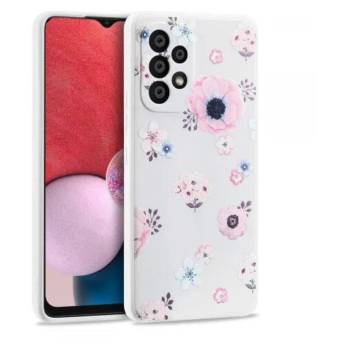 Onasi Silikonski ovitek za Samsung Galaxy A53 - mat bel z rožicami Cene