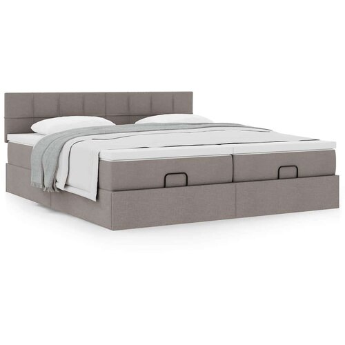 VidaXL otomanski okvir kreveta s madracima smeđesivi 200x200cm tkanine Slike