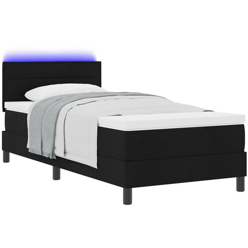 VidaXL Postelja s box springom z vzmetnico in LED osvetlitvijo Črna 100x200 cm Tkanina Slike
